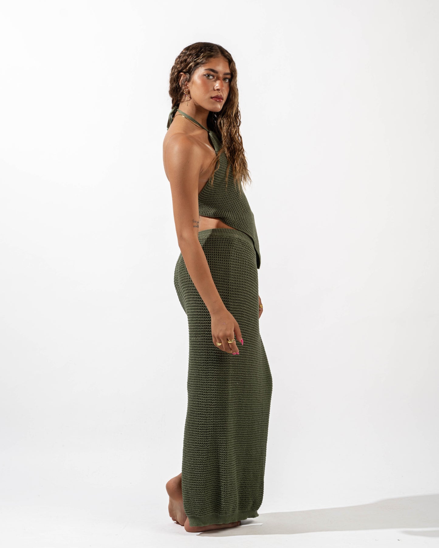 Knitted Skirt in Olive