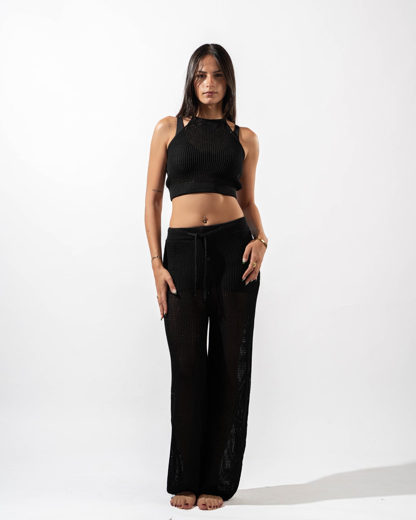 Knitted Crop Top in Black
