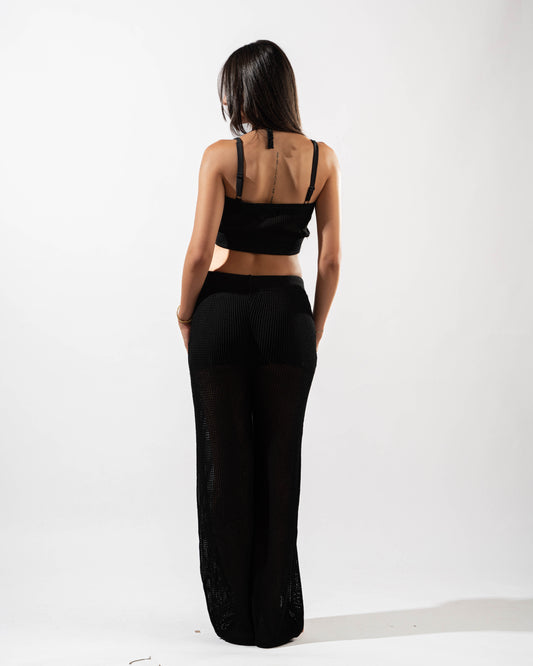 Knitted Crop Top in Black