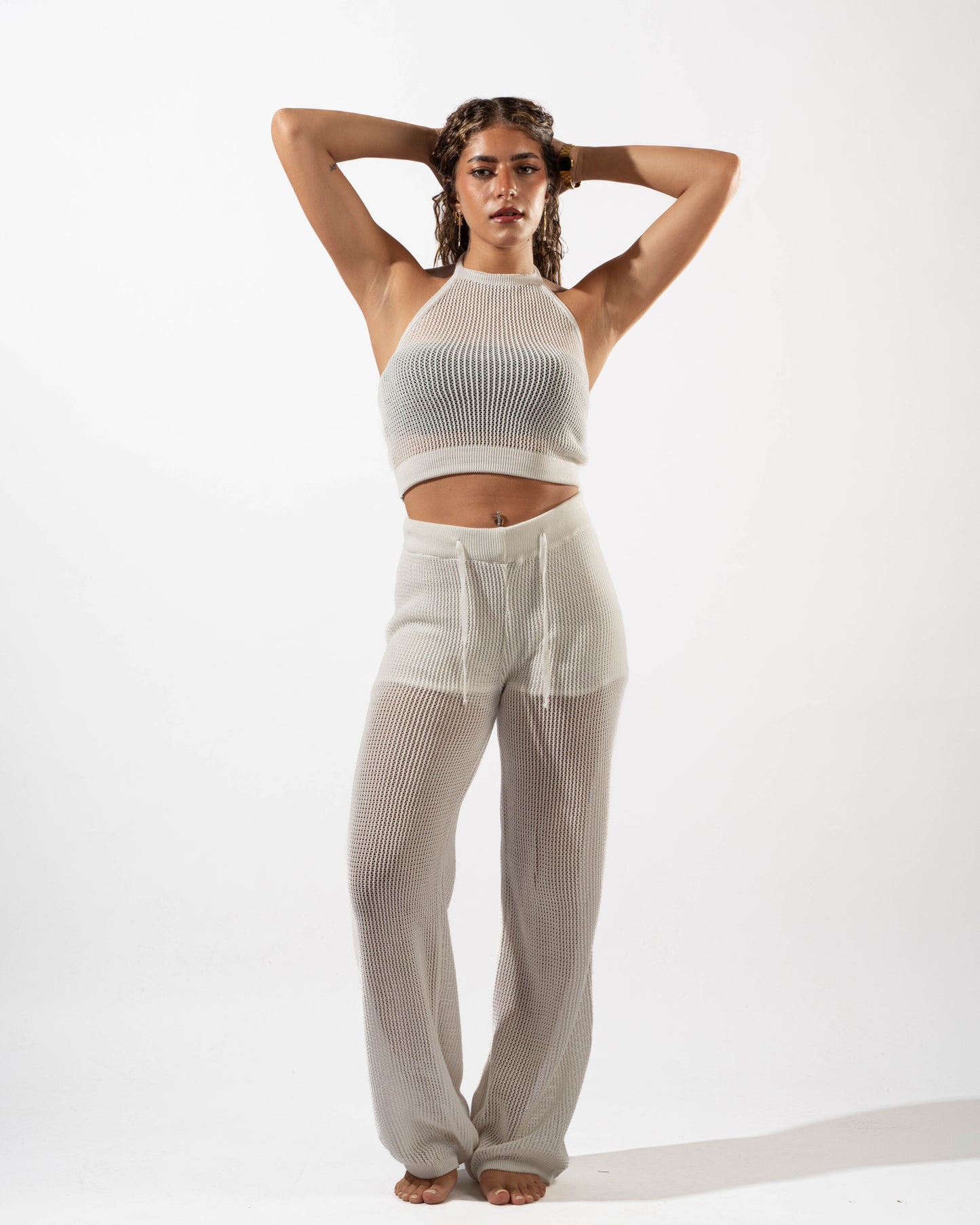 Knitted Crop Top in White