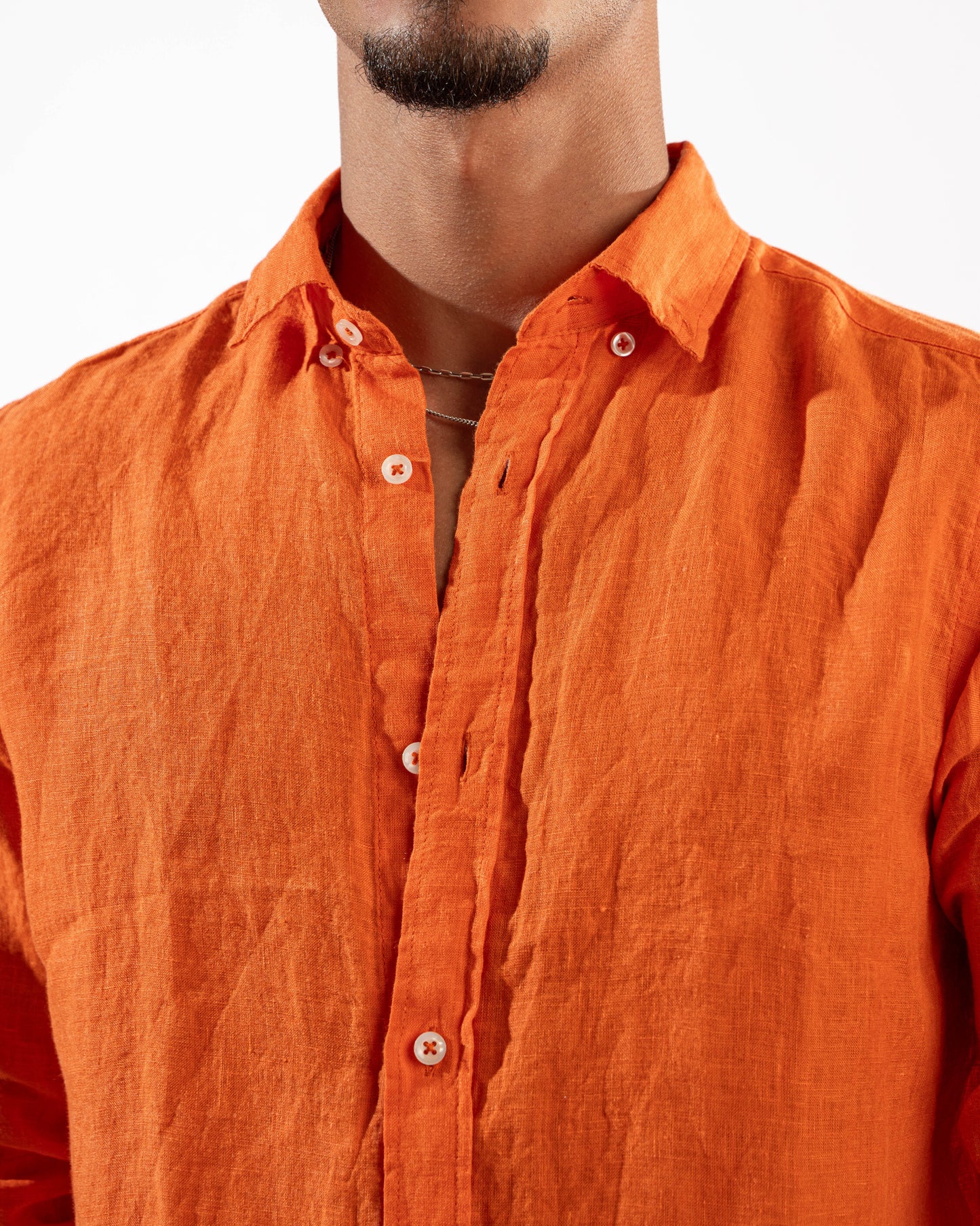 Orange Linen Shirt