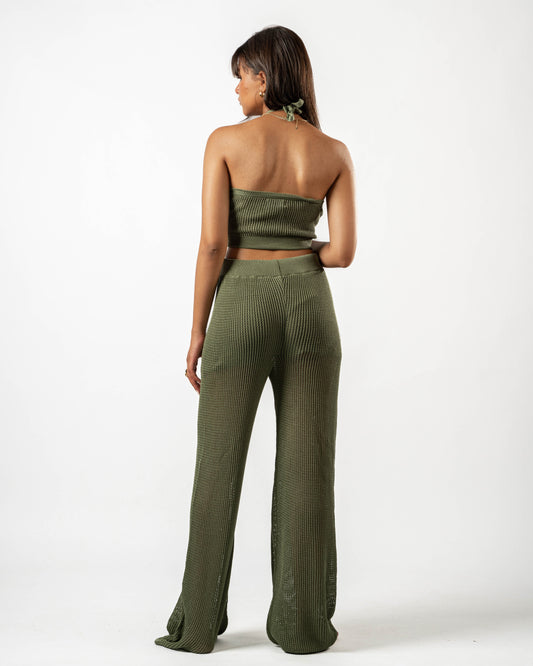 Knitted Crop Top in Olive