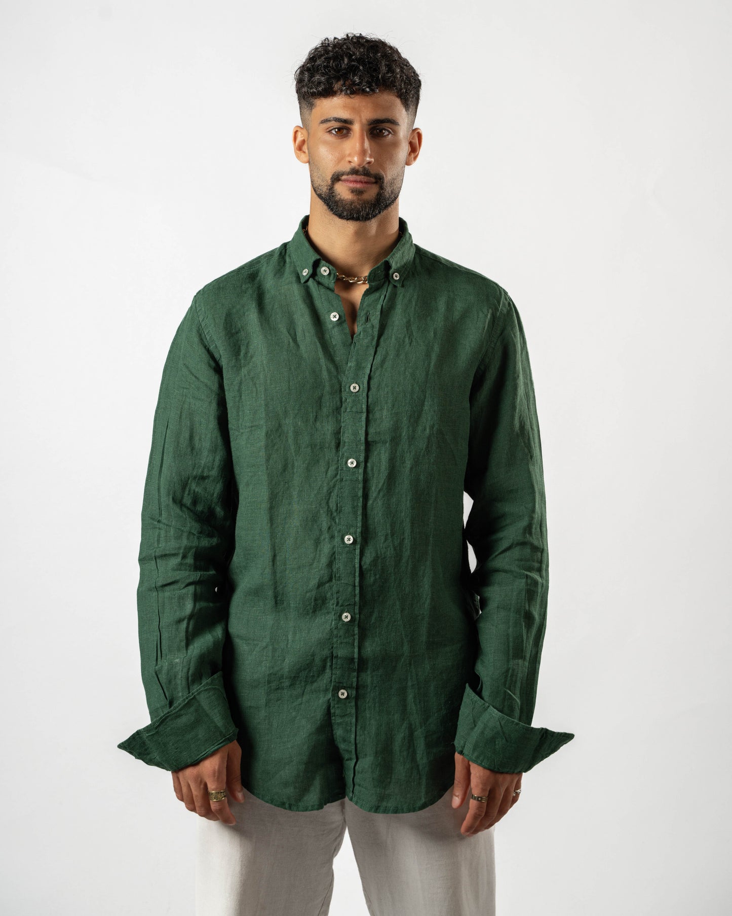 Dark Green Linen Shirt