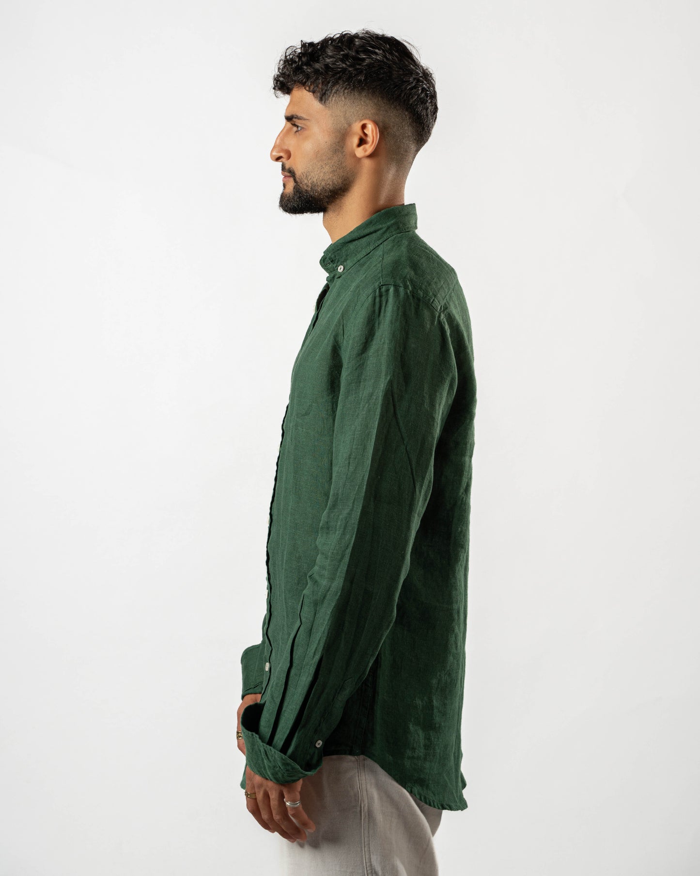 Dark Green Linen Shirt