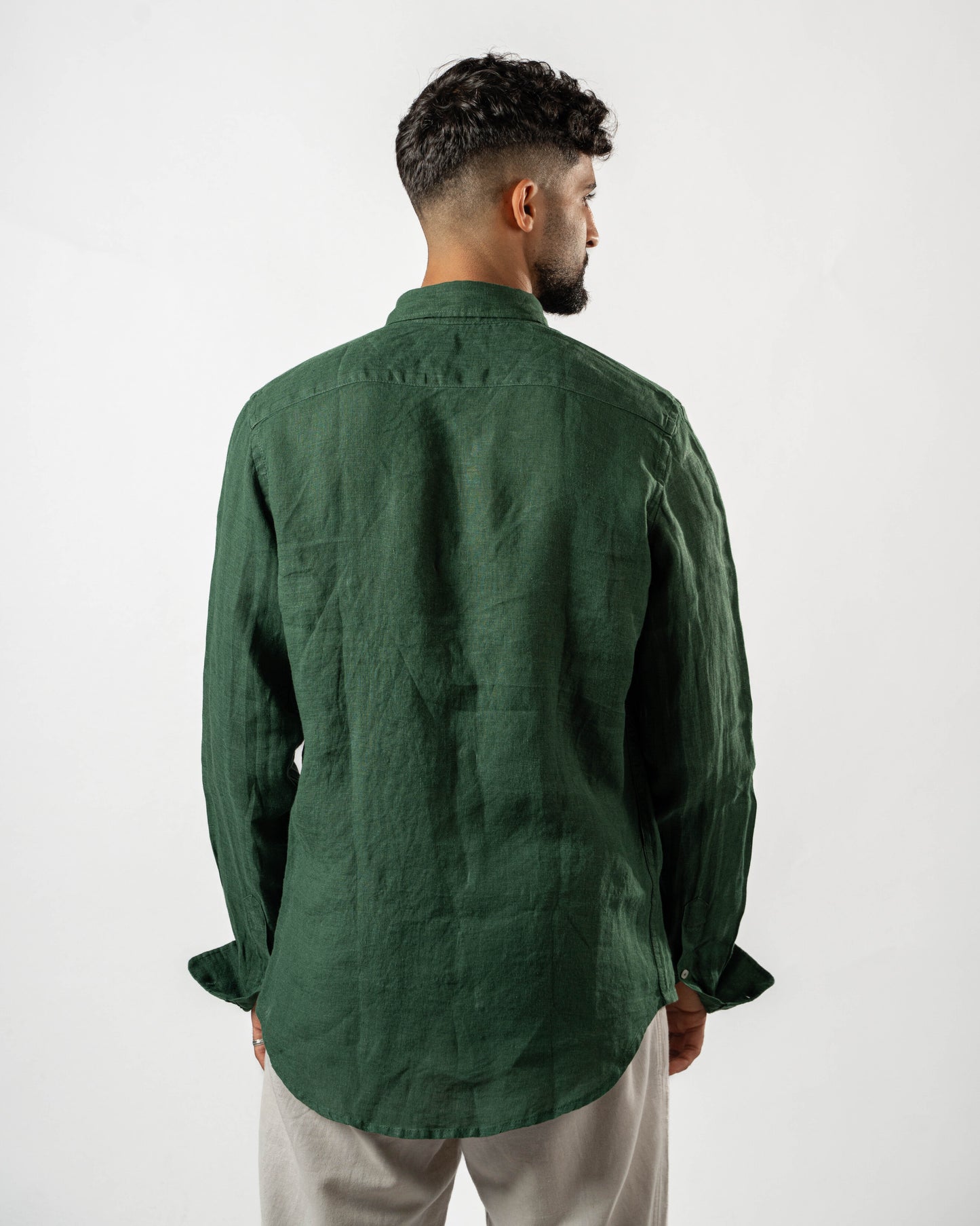 Dark Green Linen Shirt