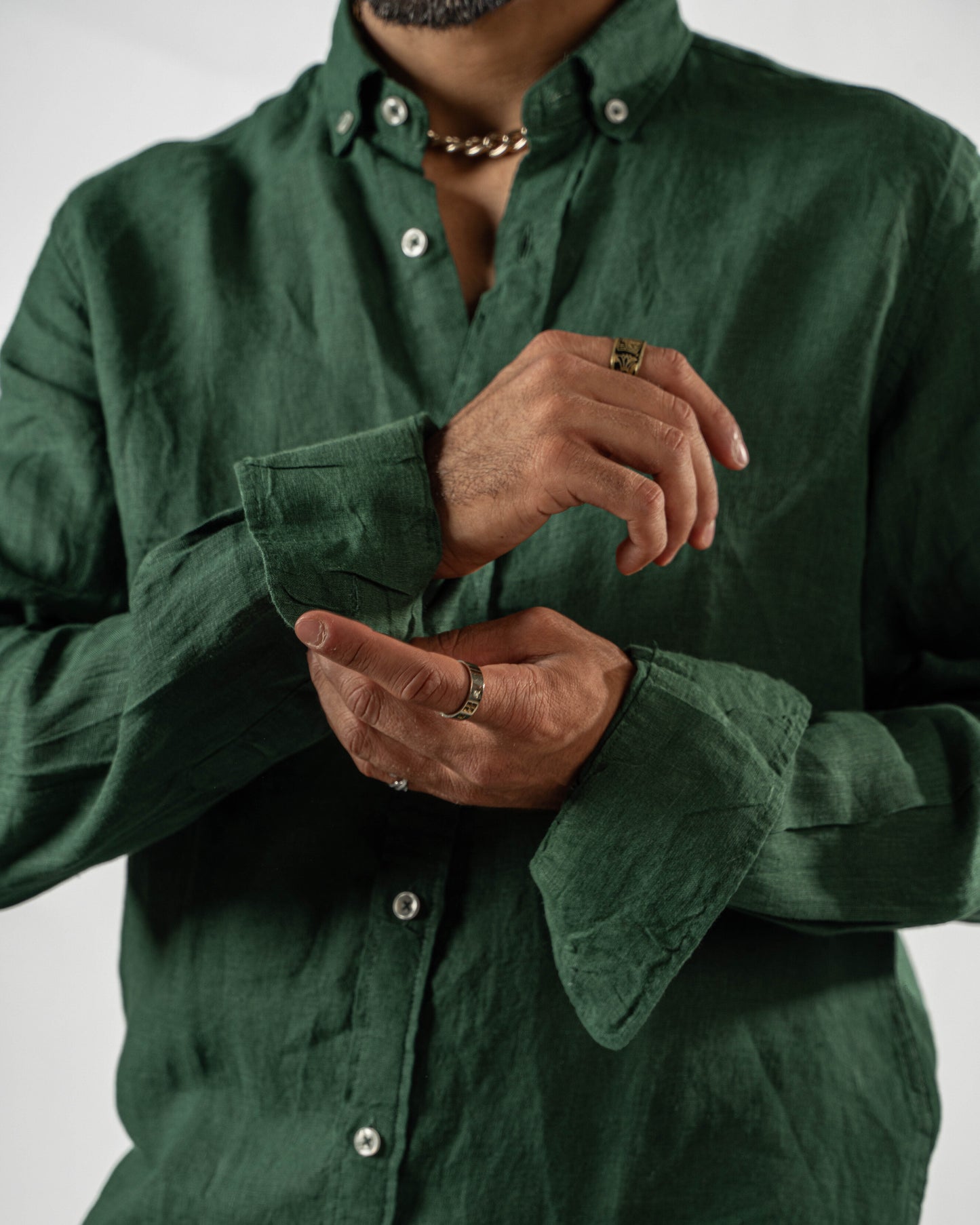 Dark Green Linen Shirt