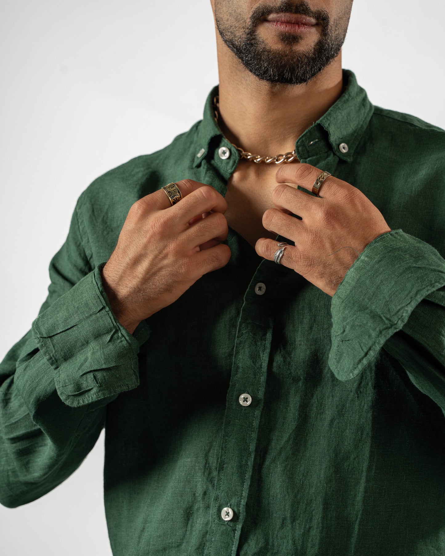 Dark Green Linen Shirt