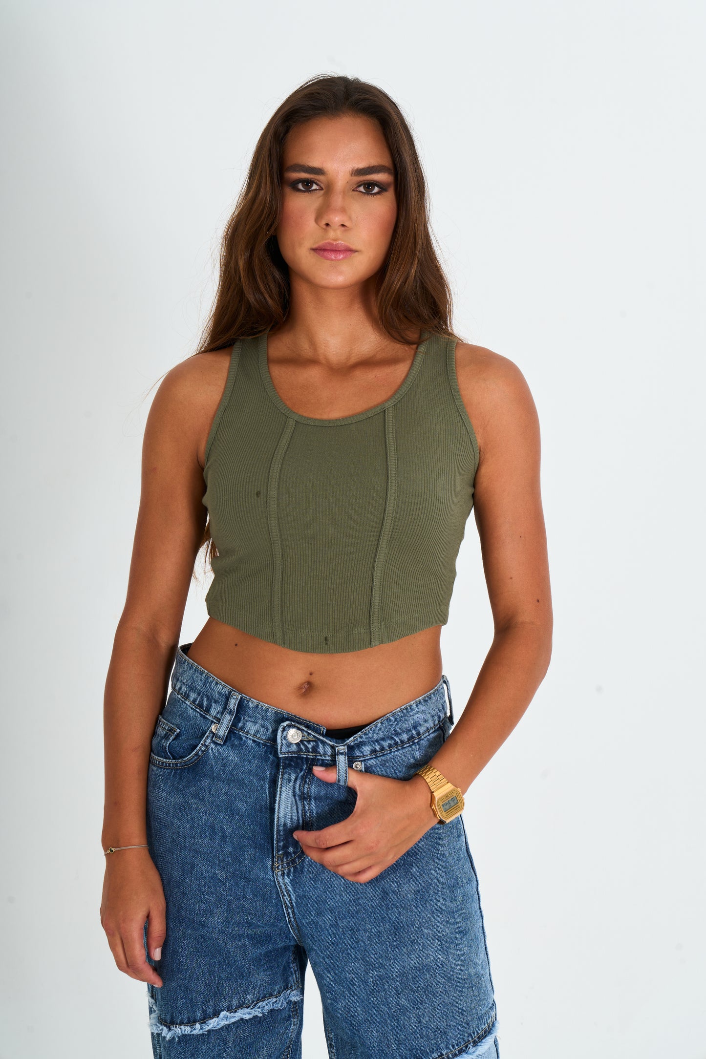 Olive Corset Top