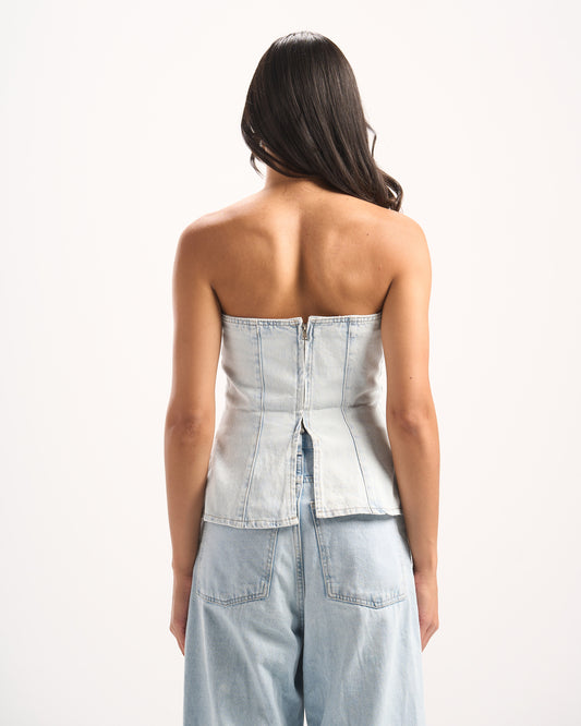 LIGHT BLUE PLAIN DENIM CORSET