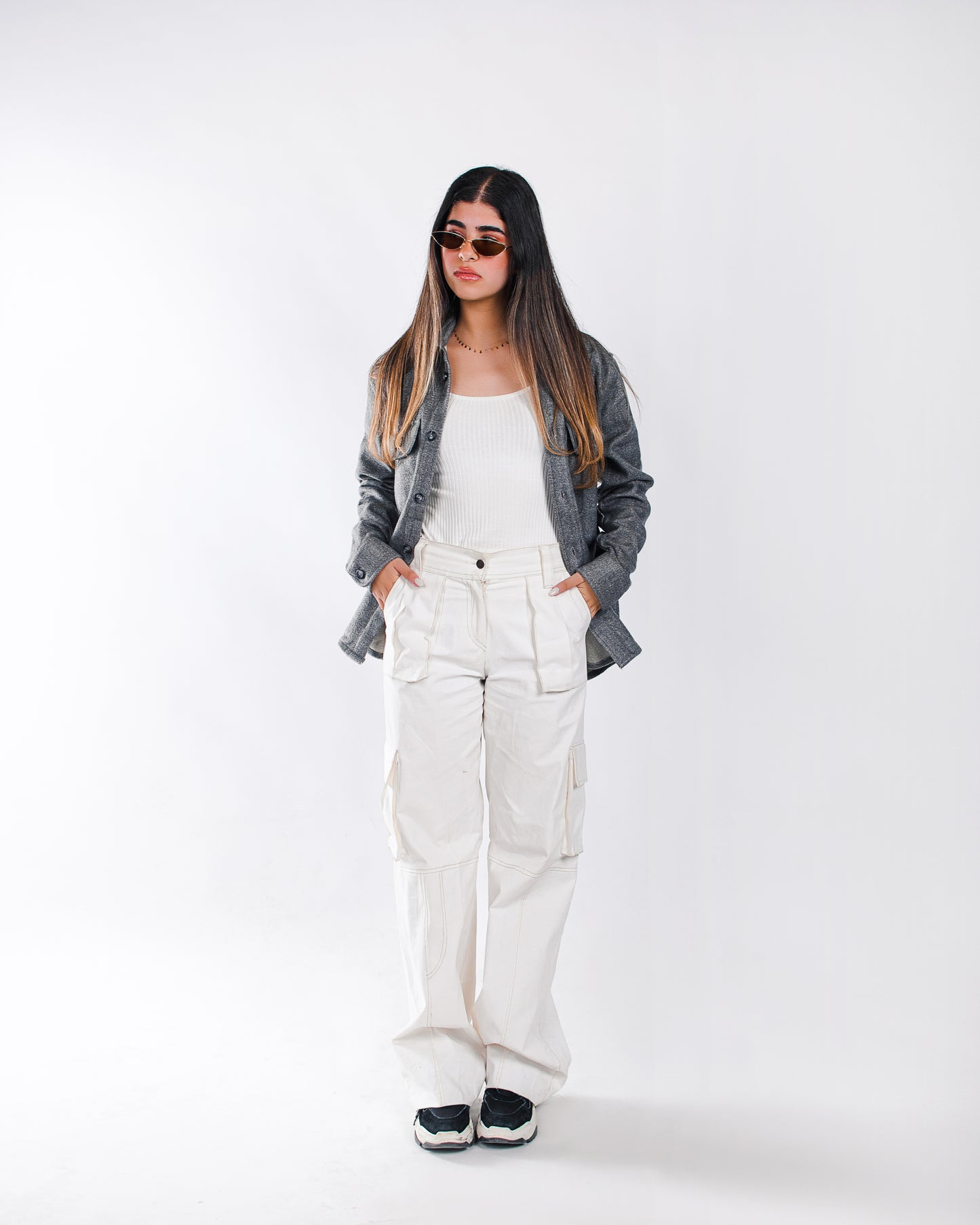 Dark Grey Twill Shacket