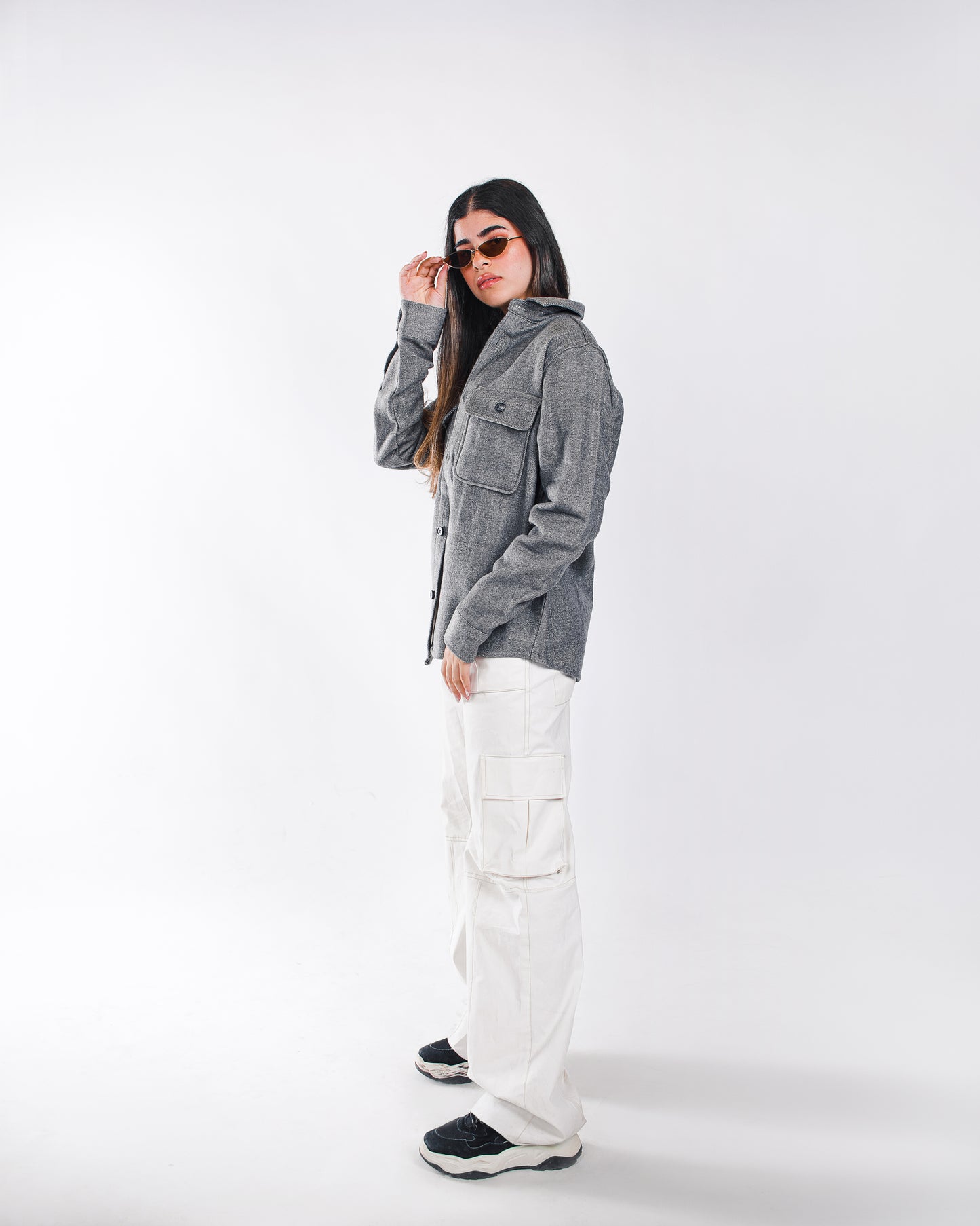 Dark Grey Twill Shacket