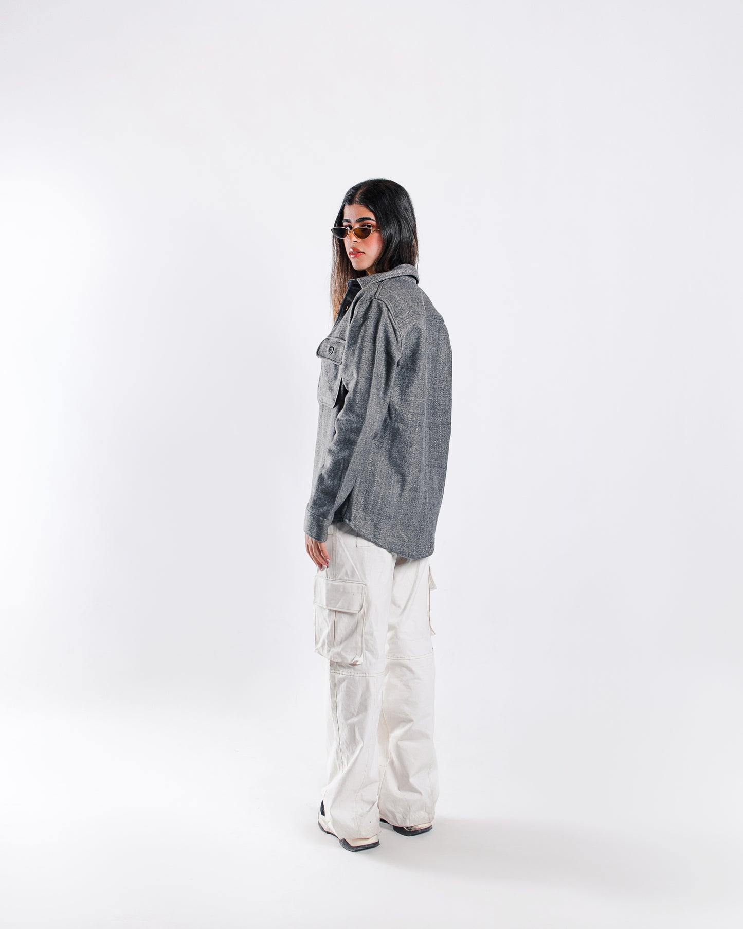 Dark Grey Twill Shacket