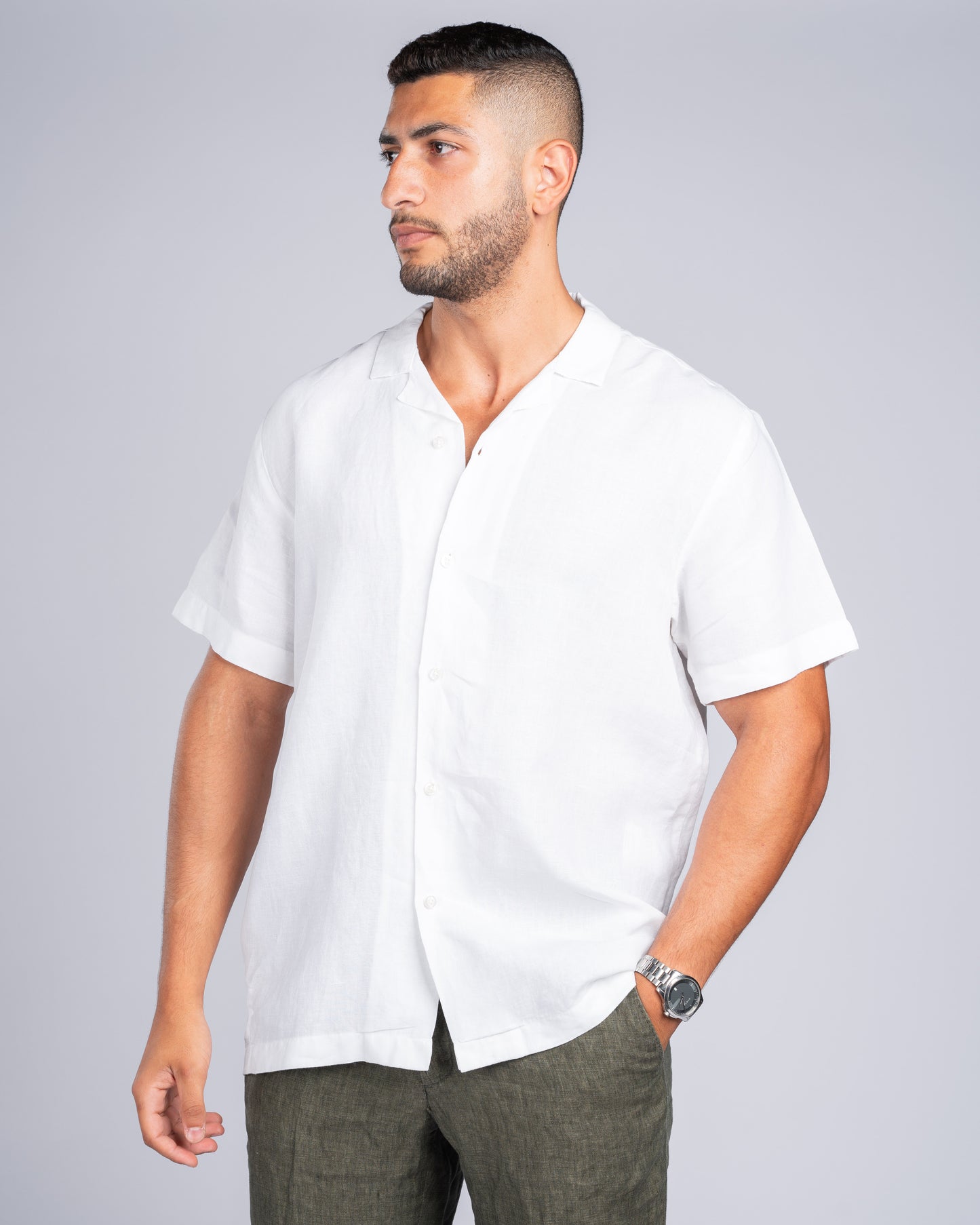 White Linen Shirt (Short Sleeves)
