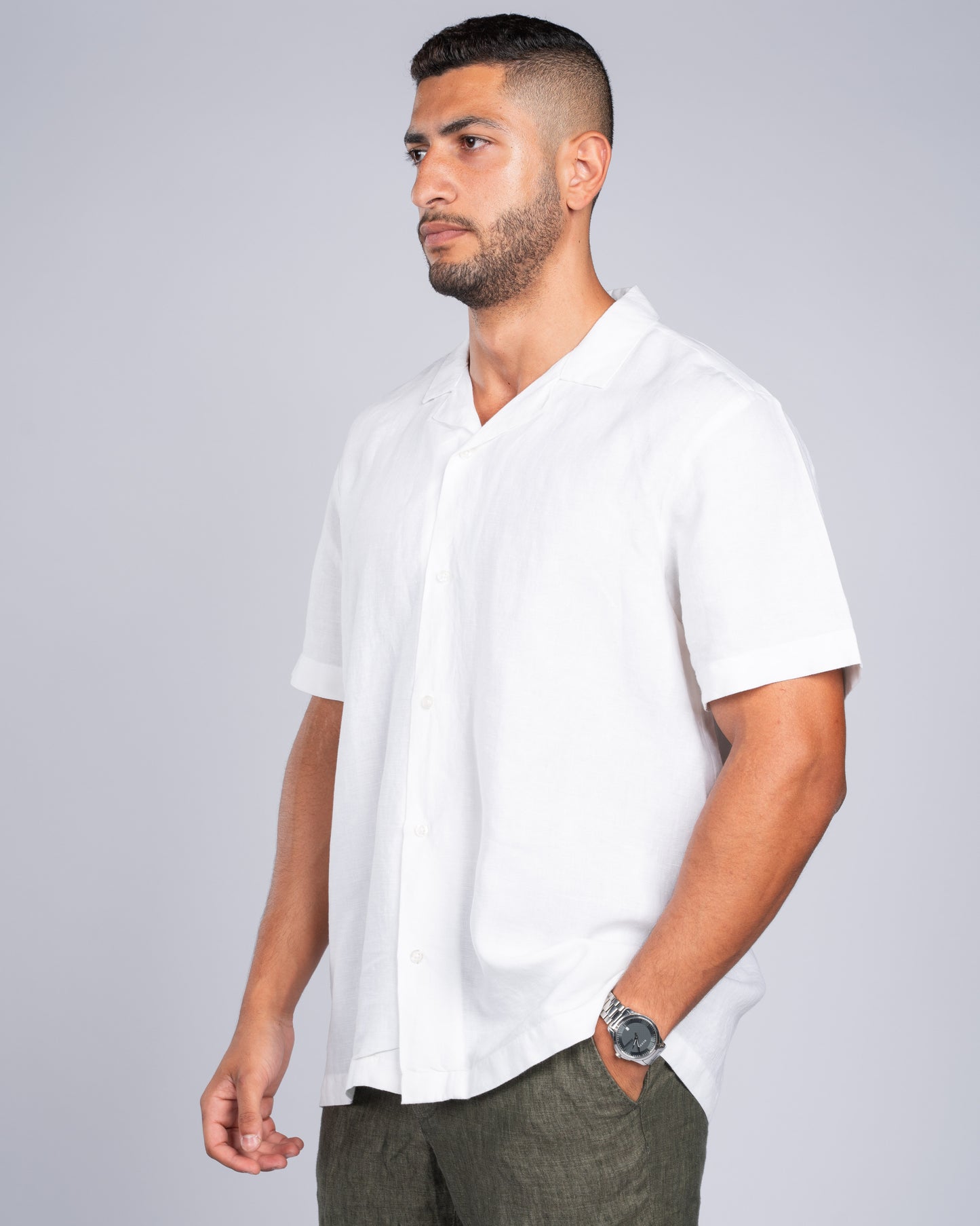 White Linen Shirt (Short Sleeves)