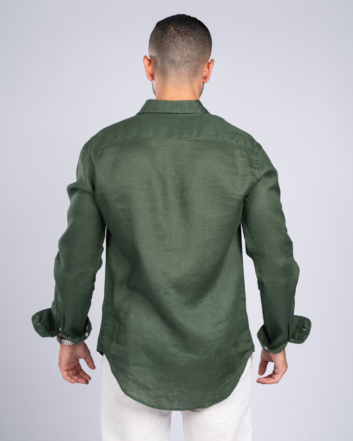 Olive Green Linen Shirt