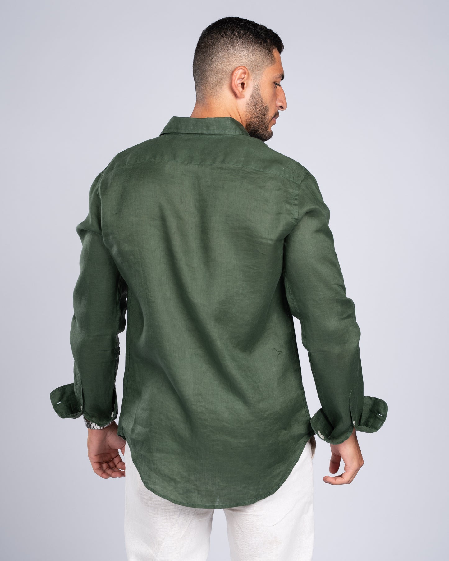 Olive Green Linen Shirt