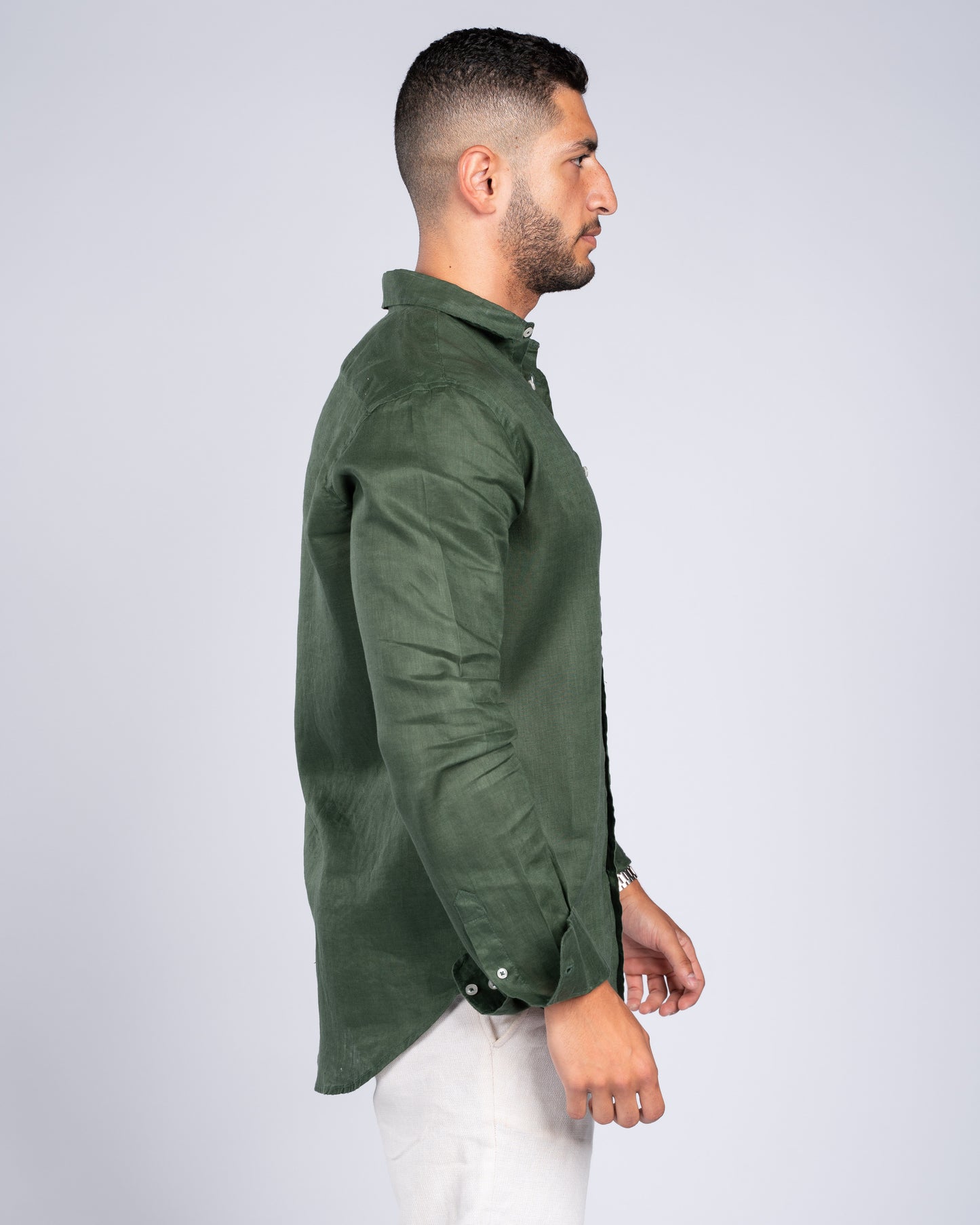 Olive Green Linen Shirt