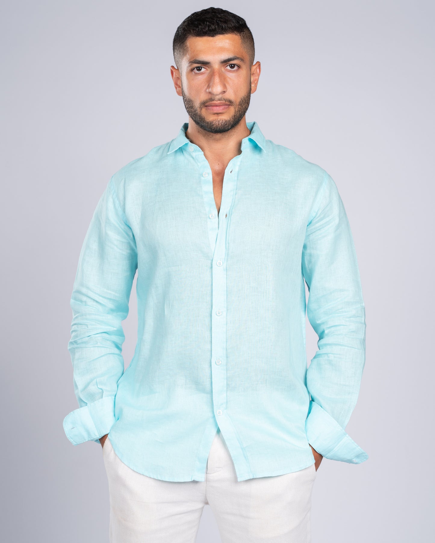 Aqua Linen Shirt