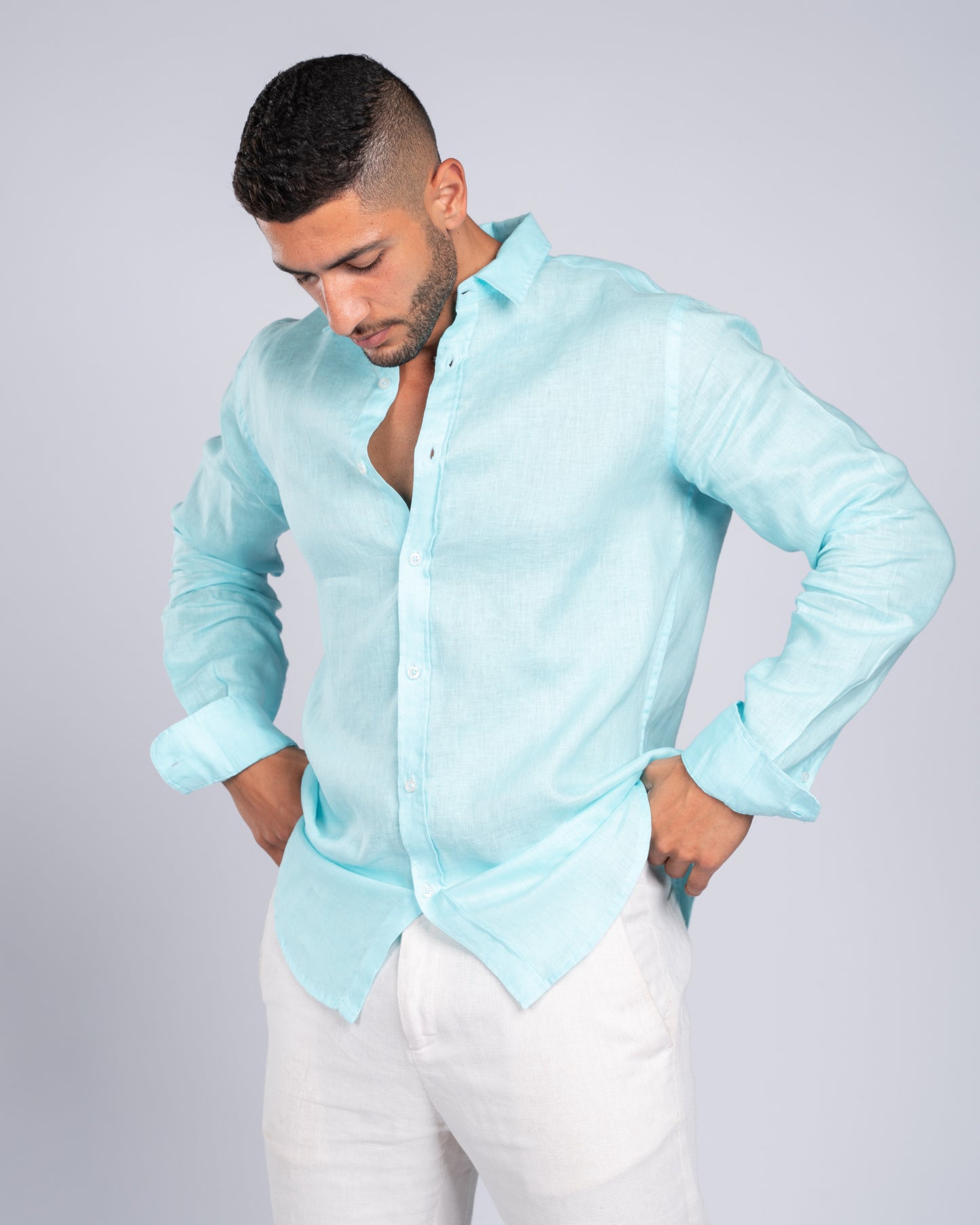 Aqua Linen Shirt