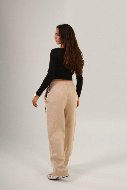 PSYCH BEIGE KNITTED PANTS