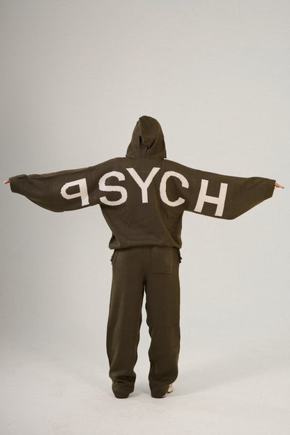 PSYCH OLIVE KNITTED HOODIE