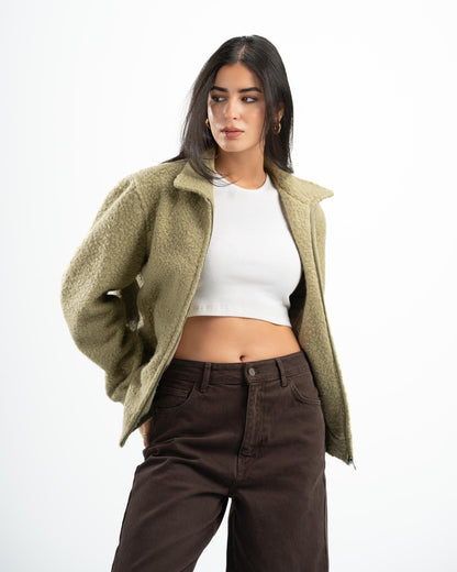 SAGE GREEN FAUX JACKET