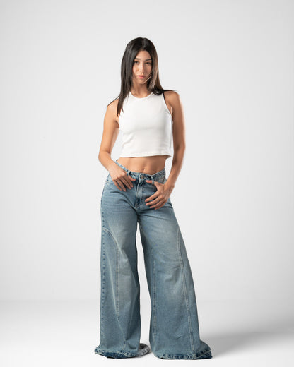 Pattes D’éléphant Jeans in Blue