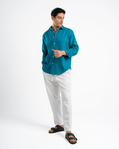Teal Linen Shirt