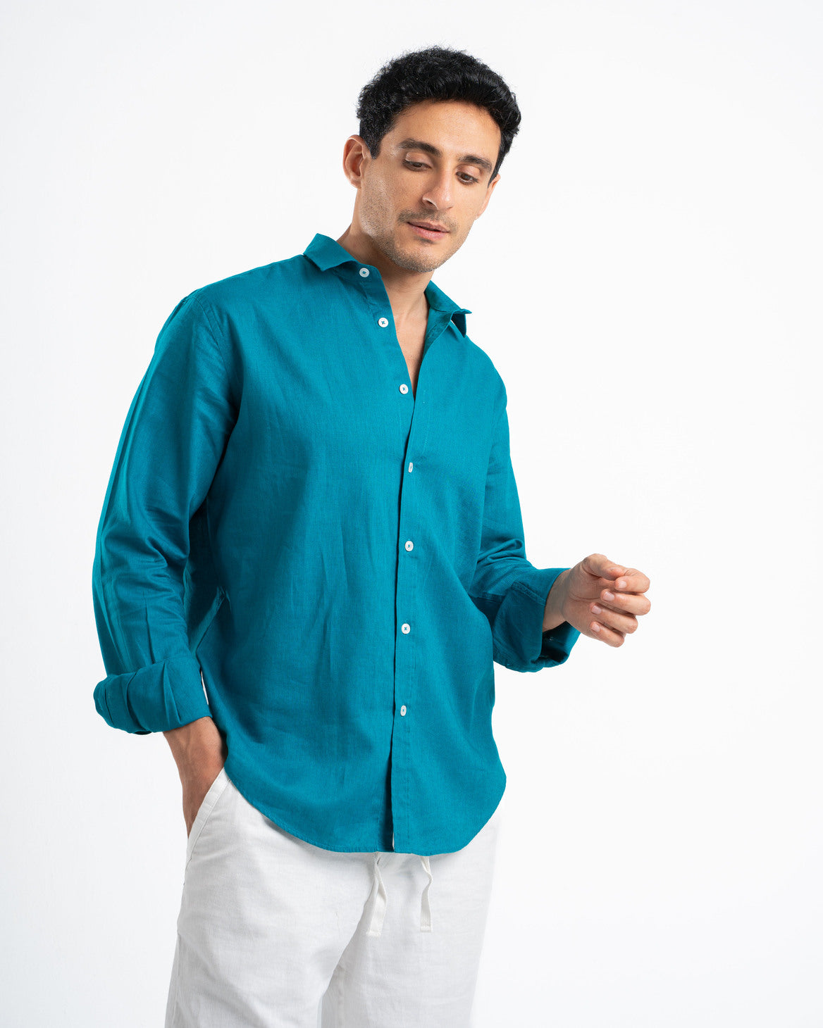 Teal Linen Shirt
