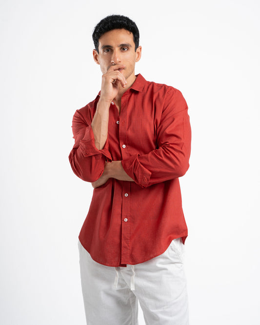 Red Linen Shirt