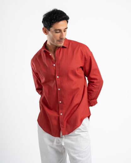 Red Linen Shirt