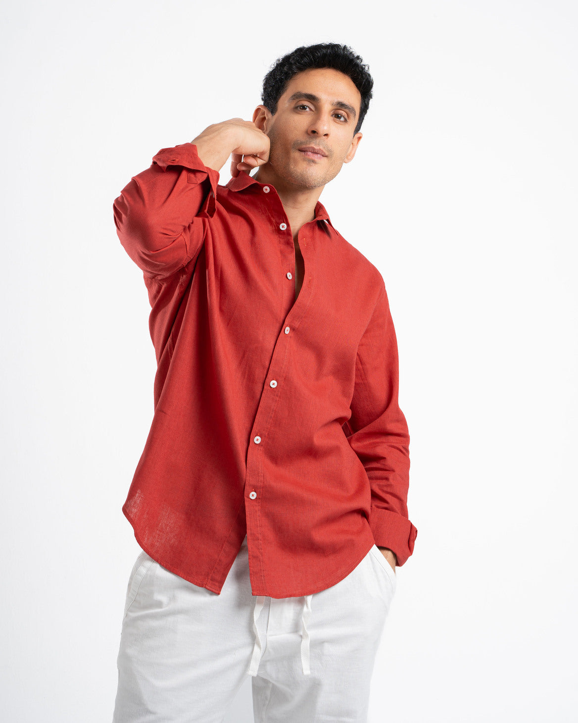 Red Linen Shirt