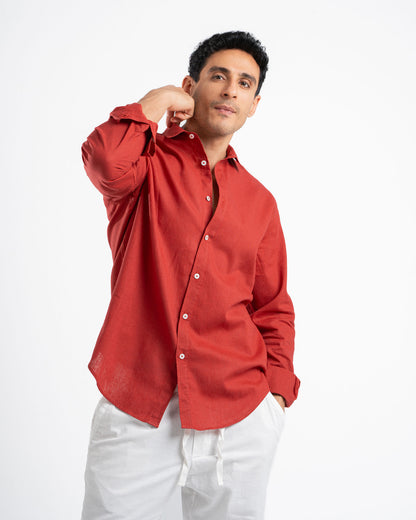 Red Linen Shirt