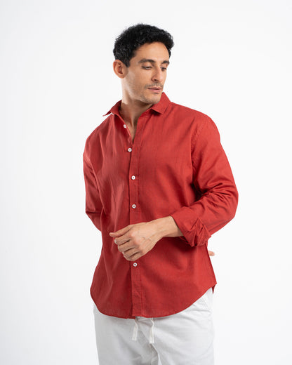Red Linen Shirt
