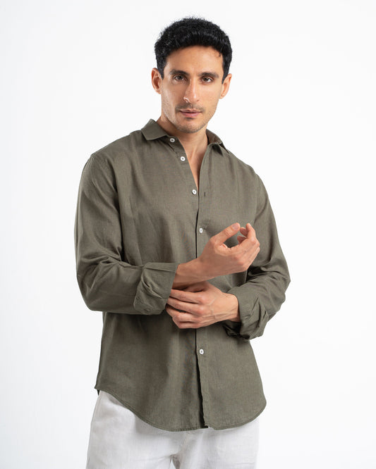 Olive Linen Shirt