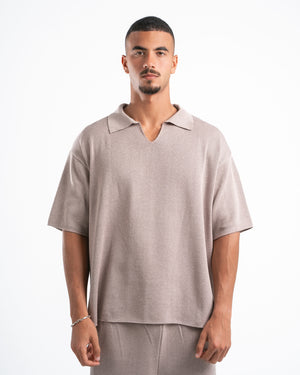 Beige Knit Polo