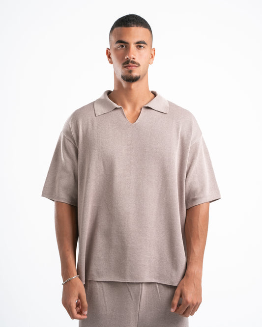 Beige Knit Polo