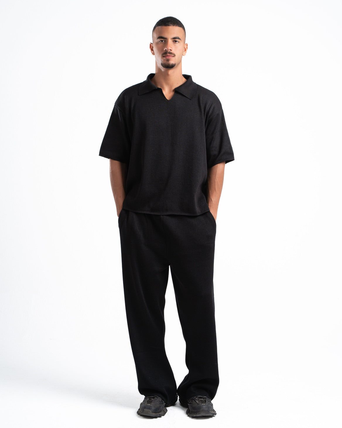 Black Knit Polo