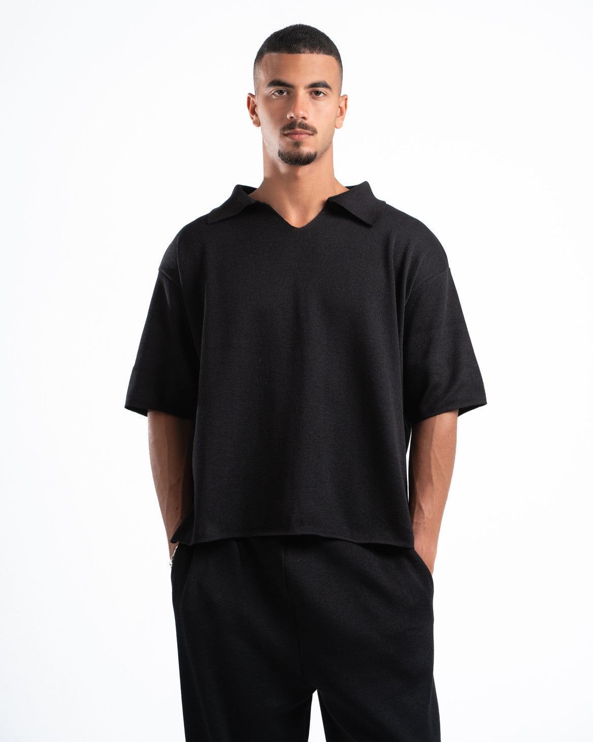 Black Knit Polo