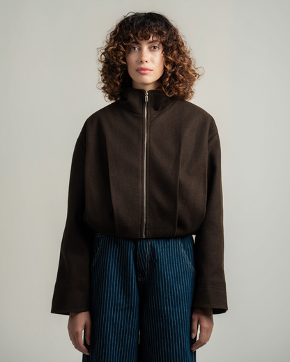 Brown Wool Bomber Jacket
