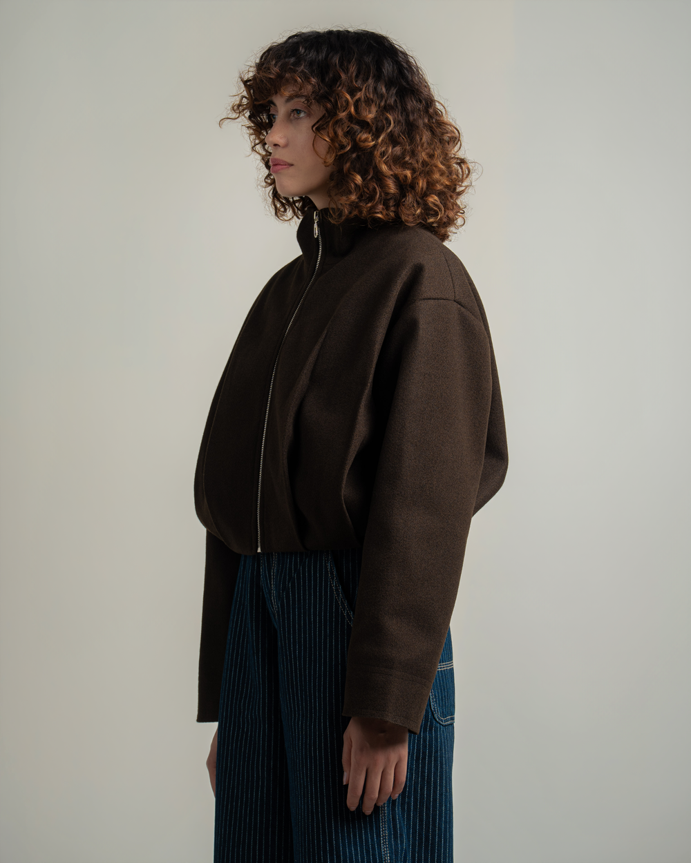 Brown Wool Bomber Jacket