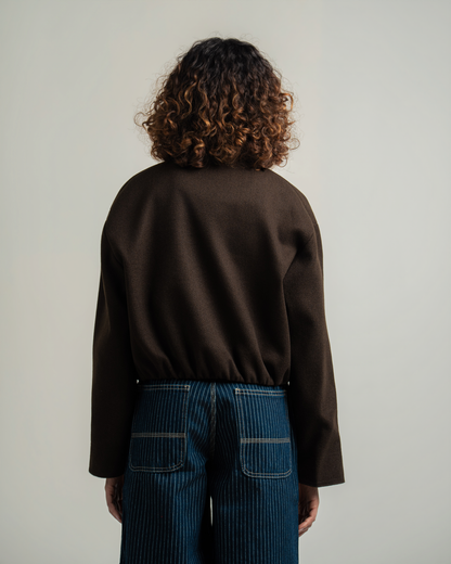 Brown Wool Bomber Jacket