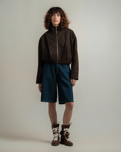Brown Wool Bomber Jacket
