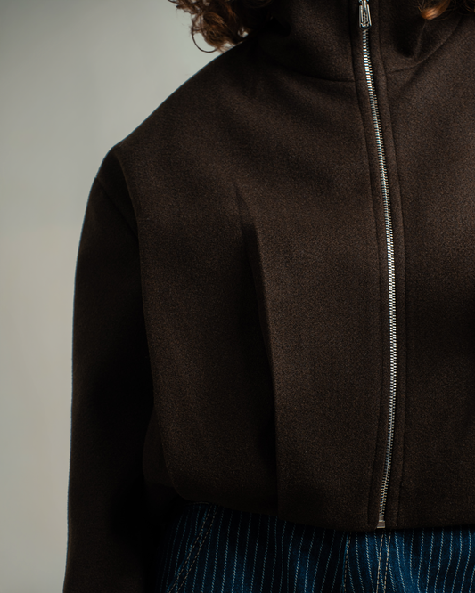 Brown Wool Bomber Jacket