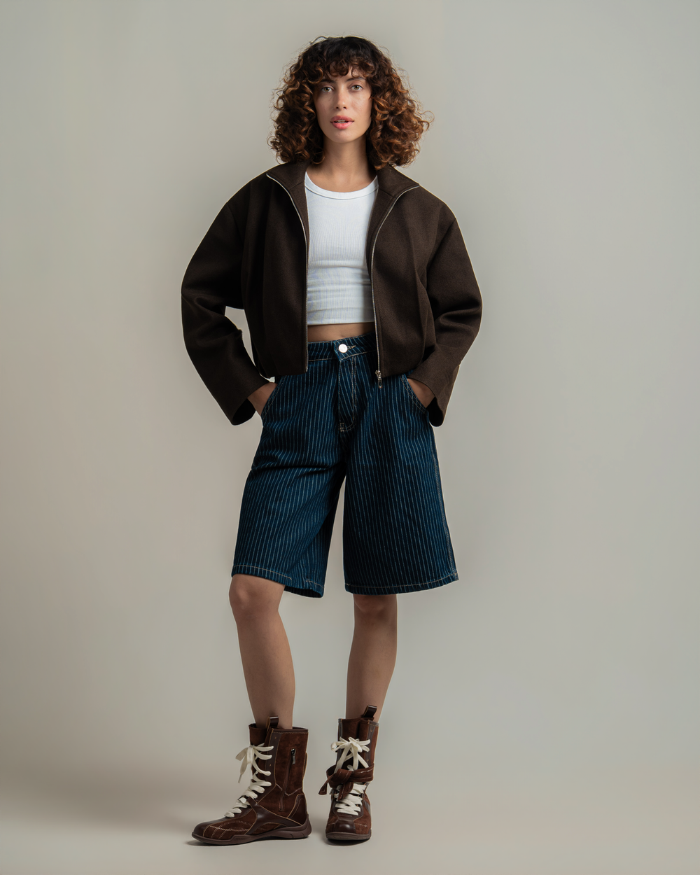 Brown Wool Bomber Jacket