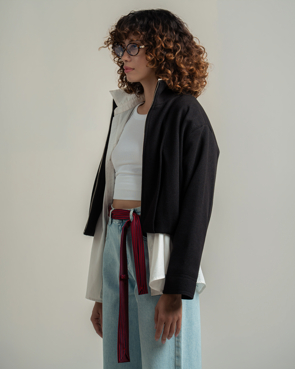 Black Wool Bomber Jacket