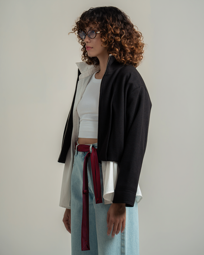 Black Wool Bomber Jacket