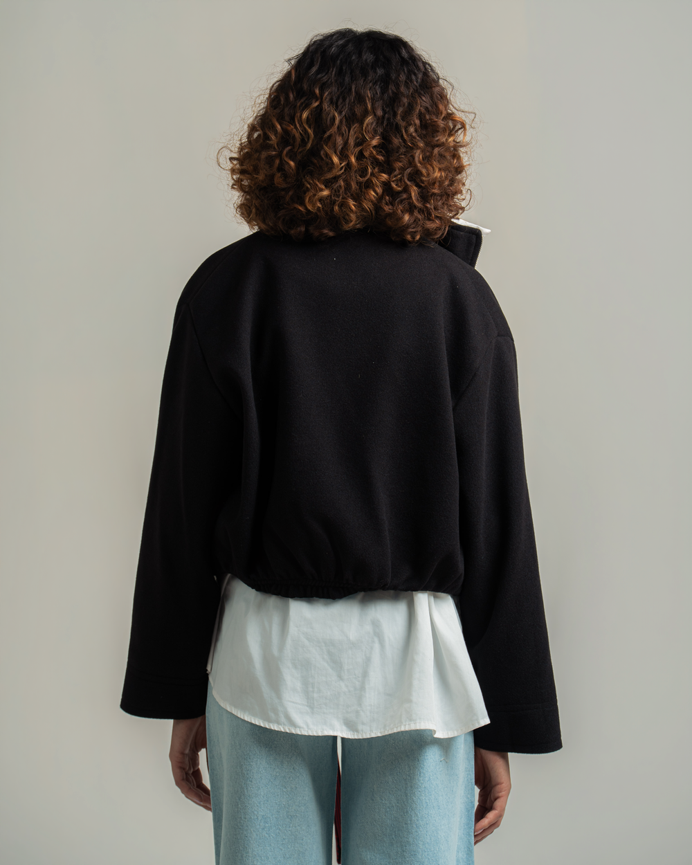 Black Wool Bomber Jacket