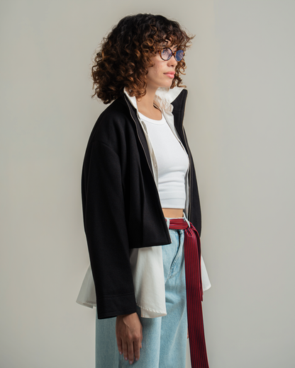 Black Wool Bomber Jacket