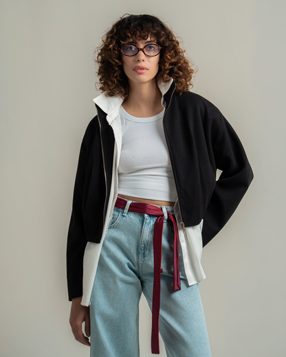 Black Wool Bomber Jacket